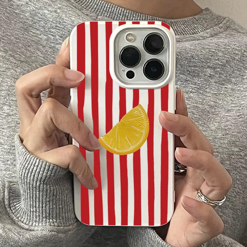 Чехол для телефона в стиле ретро в лимонную полоску для iPhone 16 Pro Max 15 14 13 12 11 XS X XR 7 8 Plus 16E противоударный мягкий силиконовый чехол