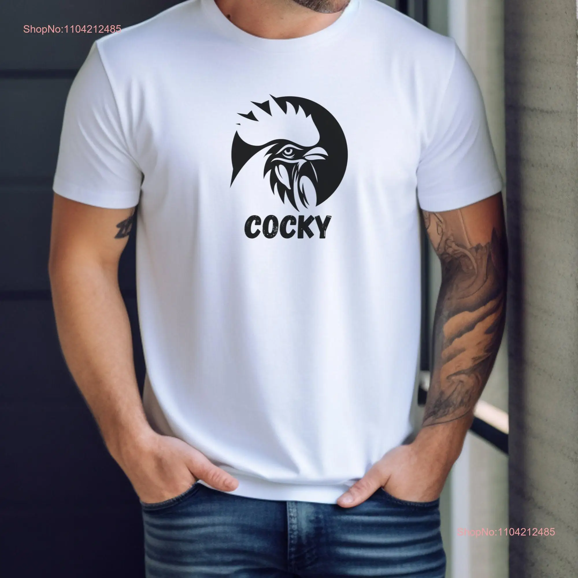 Футболка CAD Cocky с забавным петухом для фермера и ее с длинными или короткими рукавами