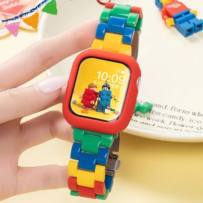 Блокирующий ремешок для часов Pop Rainbow для IWatch Ultra 10 9 8 7654 SE, пластиковый ремешок-браслет для Apple Watch 42 мм, 41 мм, 40 мм, 45 мм, 38 мм