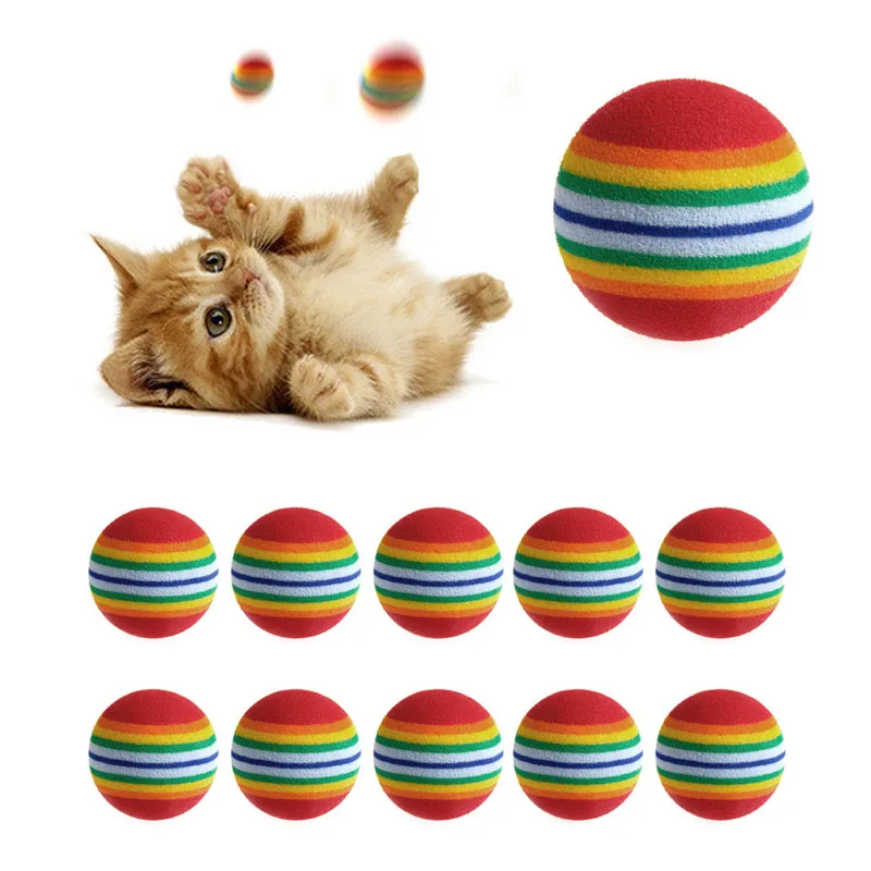 10 шт., разноцветные кошачьи игрушки-мячики