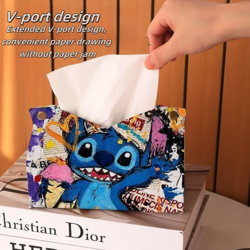 Новая коробка для салфеток Disney Lilo and Stitch, кавайные аксессуары с принтом аниме, коробка для рисования, сумка для хранения домашних салфеток