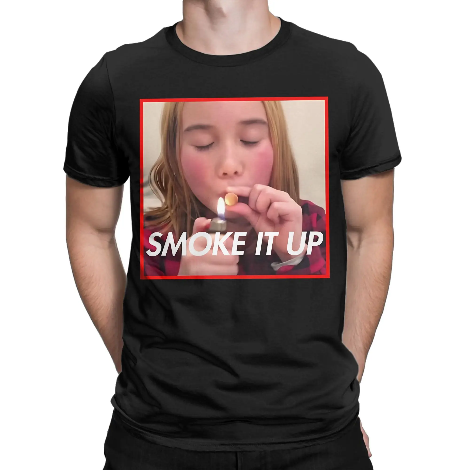 Фото Винтажная футболка, летняя футболка Lil tay smoke it up для отдыха, хлопковая футболка для мужчин, потрясающие топы с короткими рукавами больших размеров №2