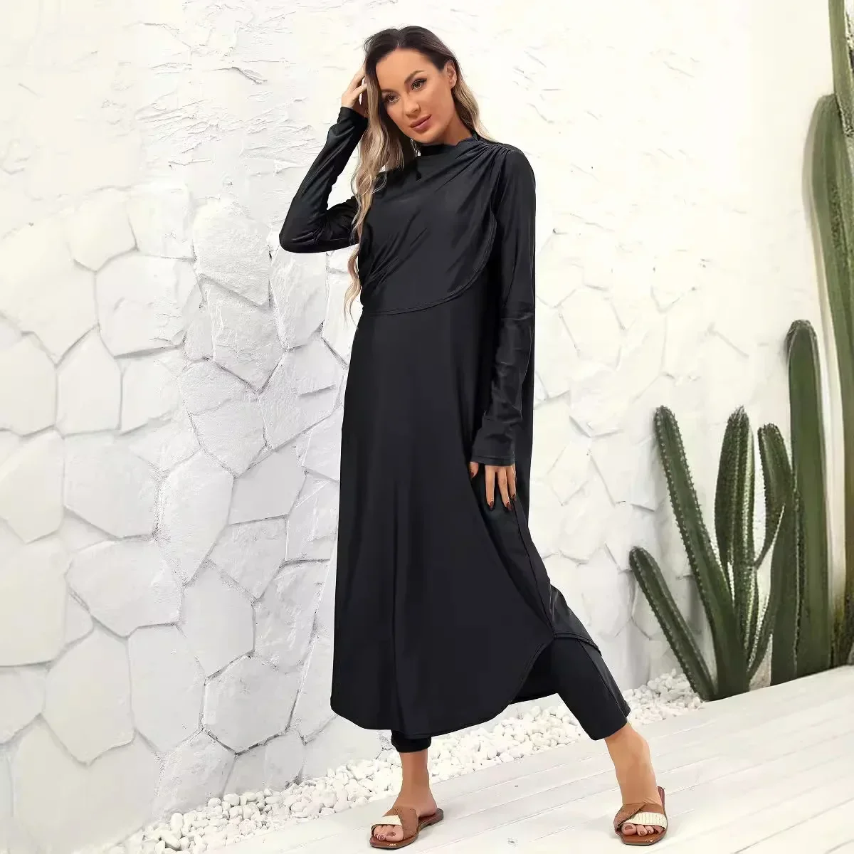 Фото Burkini Femme Musulmane, комплект из 3 предметов, мусульманский купальник, 2025 г., женский Maillot De Bain, исламский хиджаб, скромный купальник, купальный костюм №4