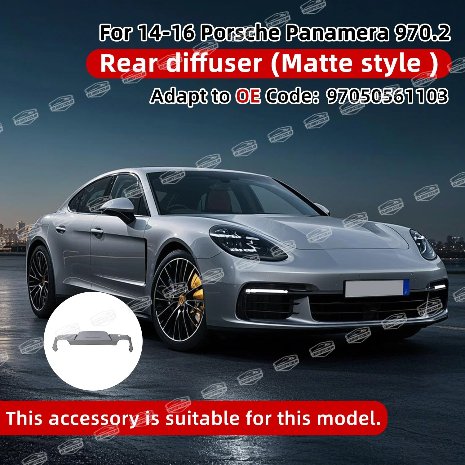 Фото Для 2014-2016 Porsche Panamera 970.2 OE задняя губа с каркасной поверхностью OE 97050561103   аэрозольная краска OEPOR14PMRL №2
