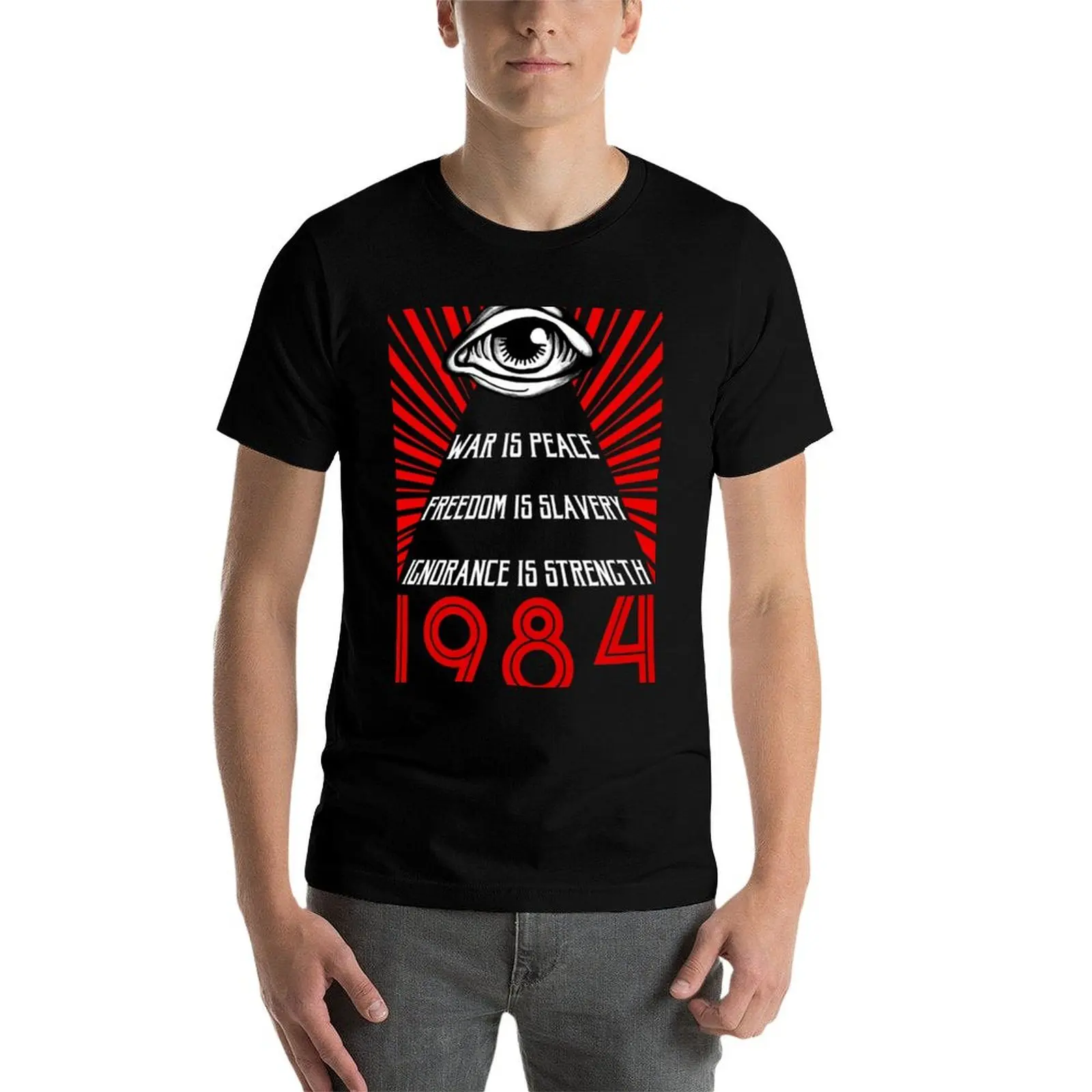 Фото Футболка Orwell 1984 года, роскошная футболка, мешковатые рубашки, забавная футболка, уличная одежда, роскошная мужская одежда №4
