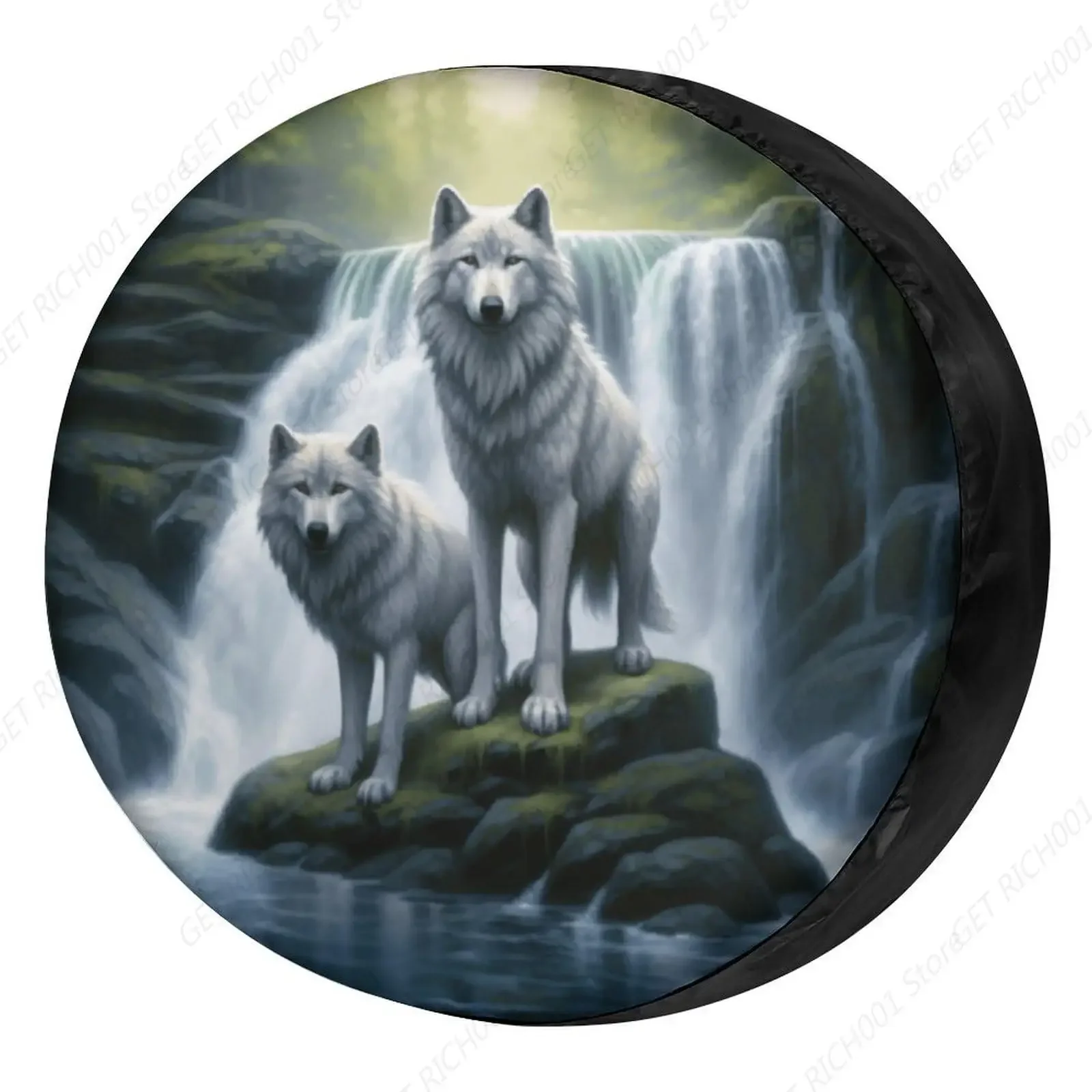 Чехол для запасного колеса Wolf Waterfall для автофургона с прицепом внедорожника и многих транспортных средств, чехлы на колеса, защита от солнца, водонепроницаемый