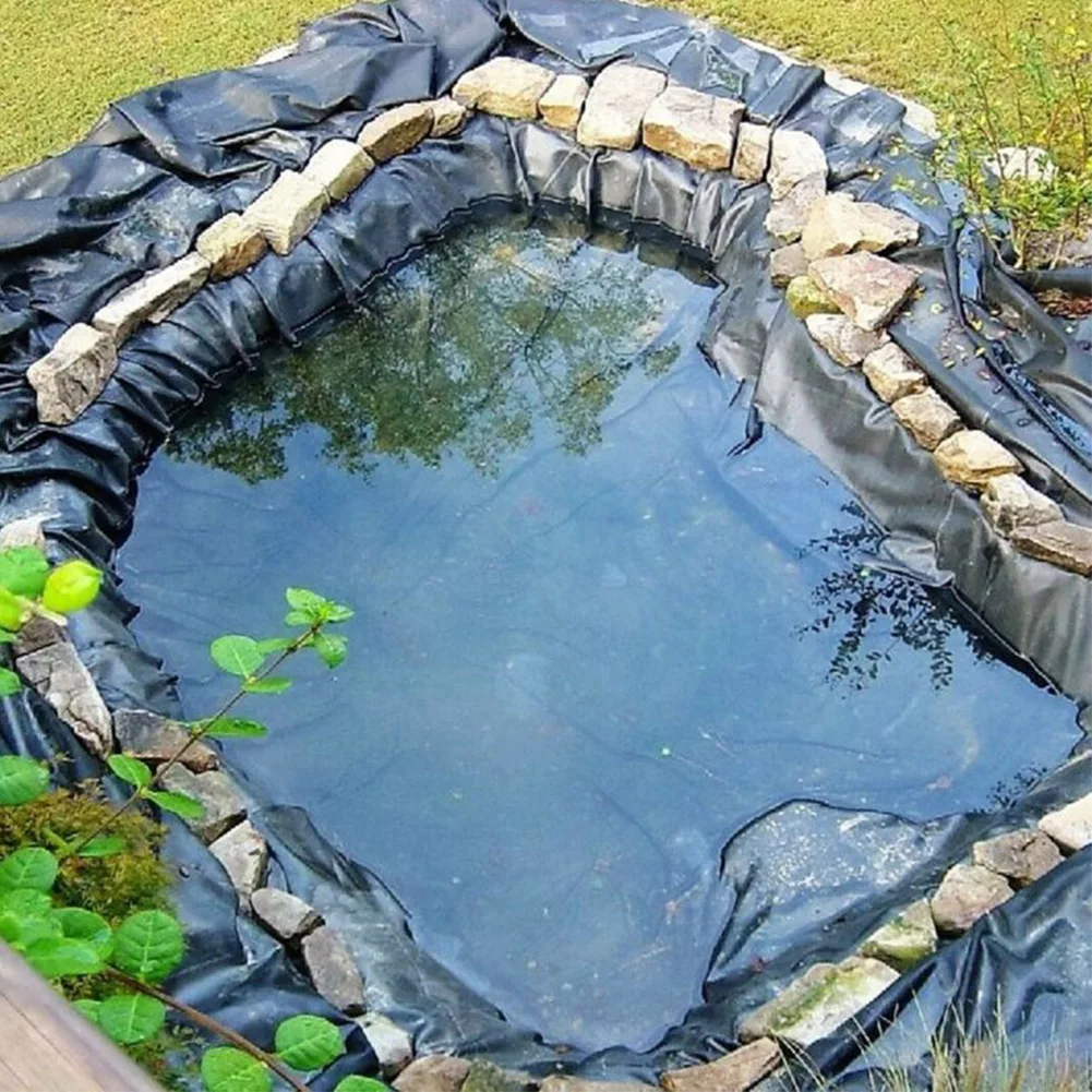 Фото Водонепроницаемый черный рыбный пруд, усиленный домашний бассейн HDPE, тяжелая Ландшафтная ткань для бассейна, садового пруда №4