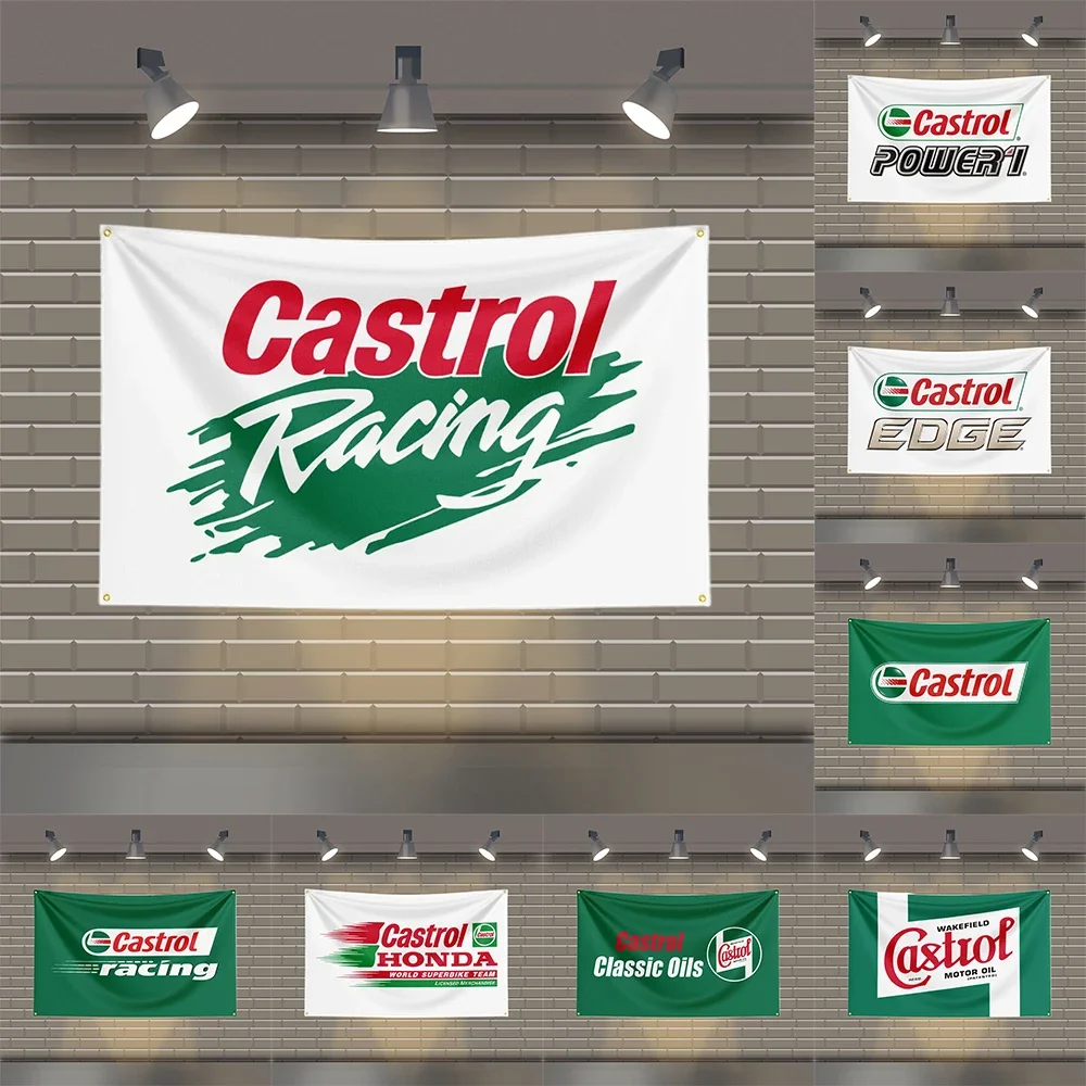 3x5 футов Castrols Racing Oil Flag Полиэстеровые флаги с принтом для декора комнаты и гаража