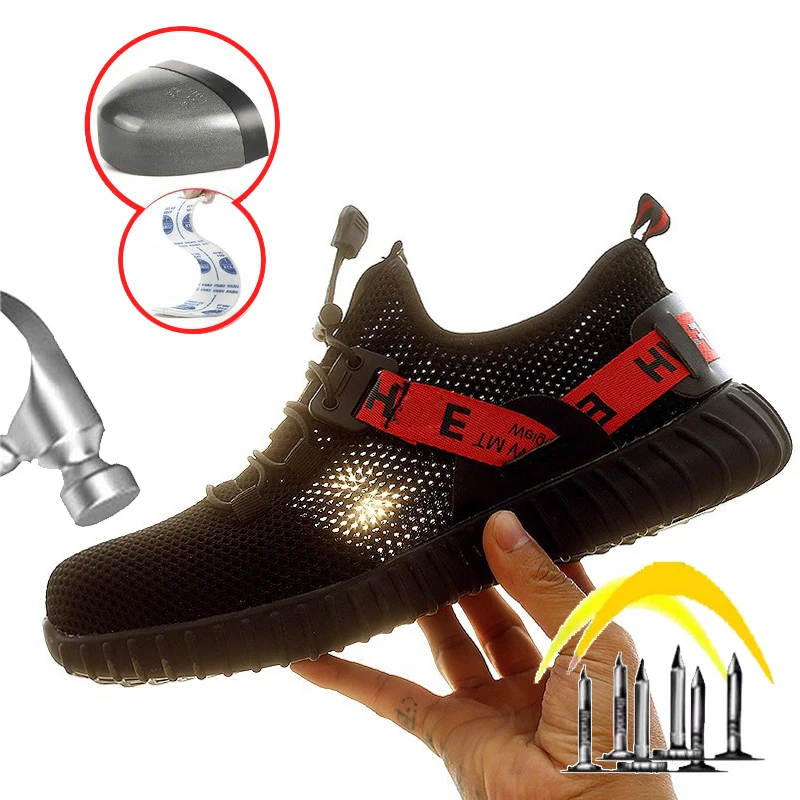 Fashion Sports Shoes Work Boots Puncture-Proof Safety Shoes Men Steel Toe Shoes Security Protective Shoes Indestructible