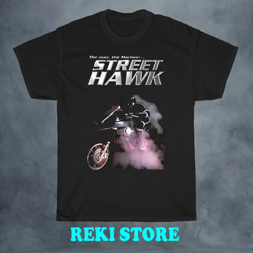 Мужская черная футболка с принтом Street Hawk