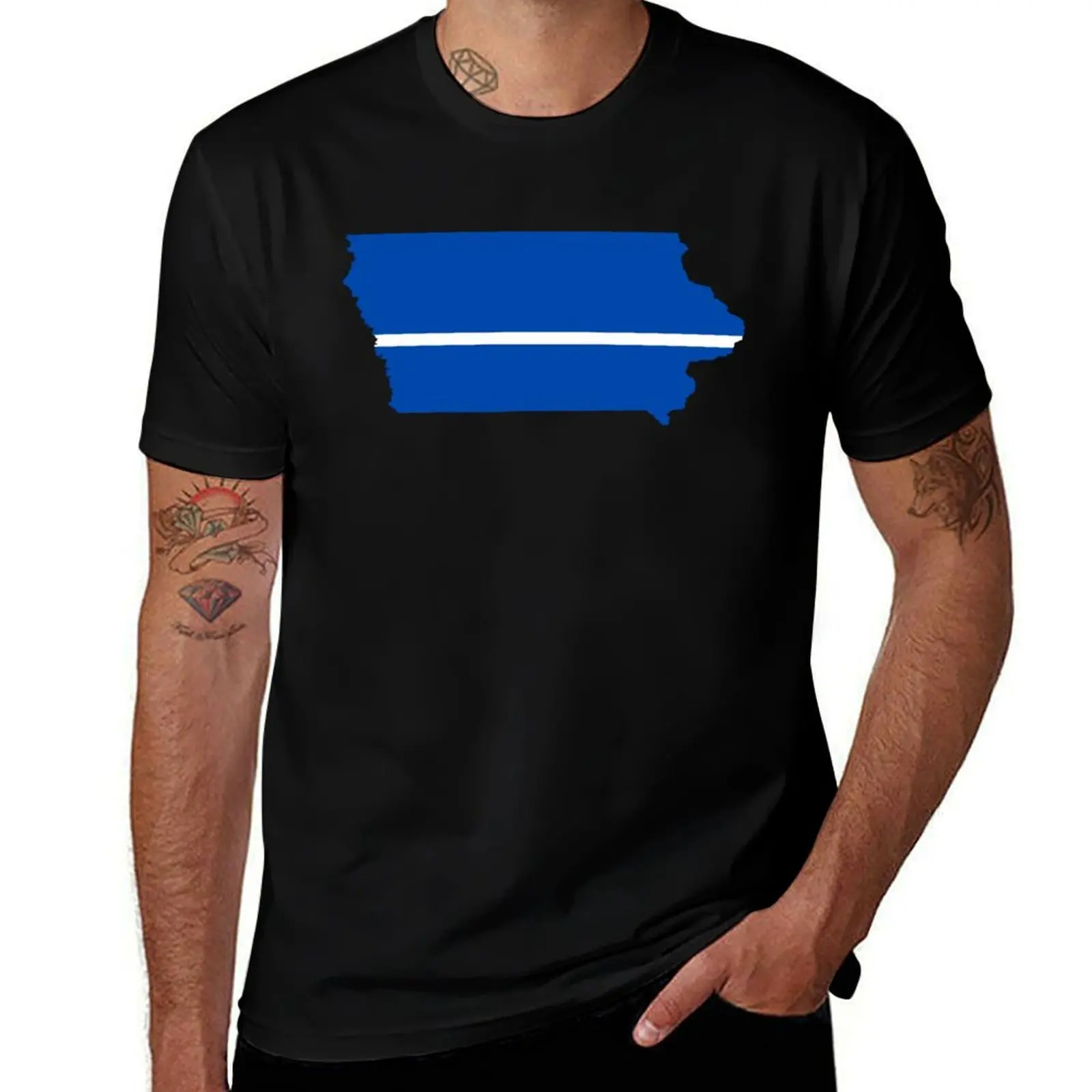 Iowa Thin White Line T-Shirt vintage t shirts fashion shirts cute tops mens t shirt