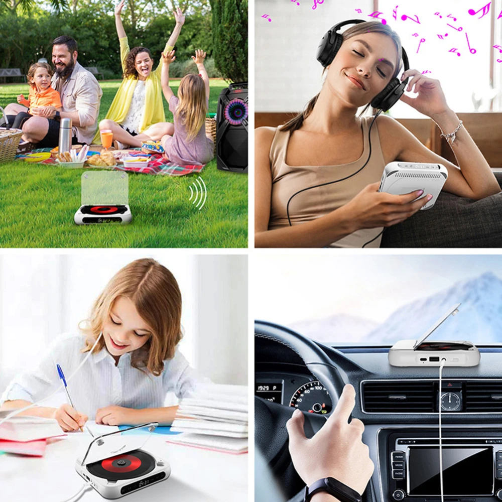 Фото Высококачественный Bluetooth-совместимый CD-плеер с ЖК-экраном, автомобильный CD-плеер A-B, повторение, аккумулятор 1200 мАч, подарок для друга, семьи, студента №3