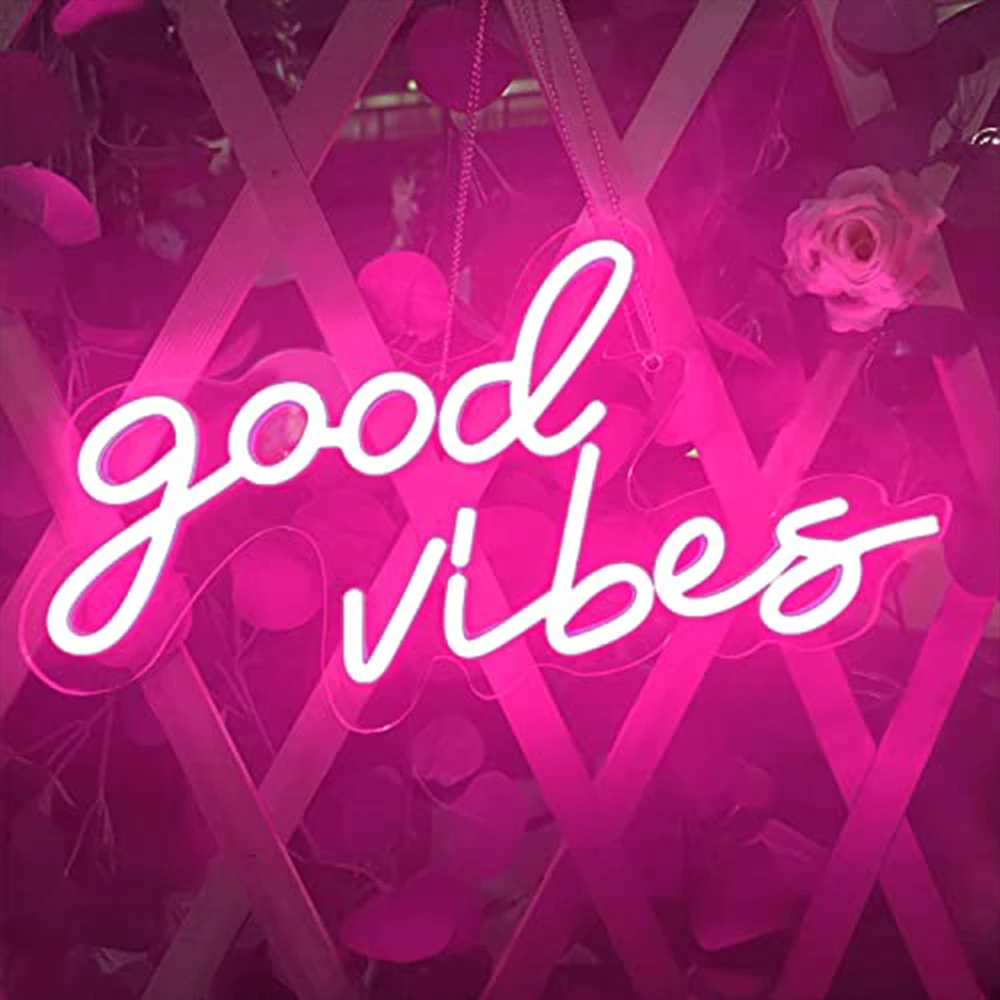 Светодиодная неоновая вывеска Good Vibes для помолвки, свадьбы, банкета вечерние, домашнего декора, фоновое украшение на стену для девушек, Рождественский подарок на день рождения