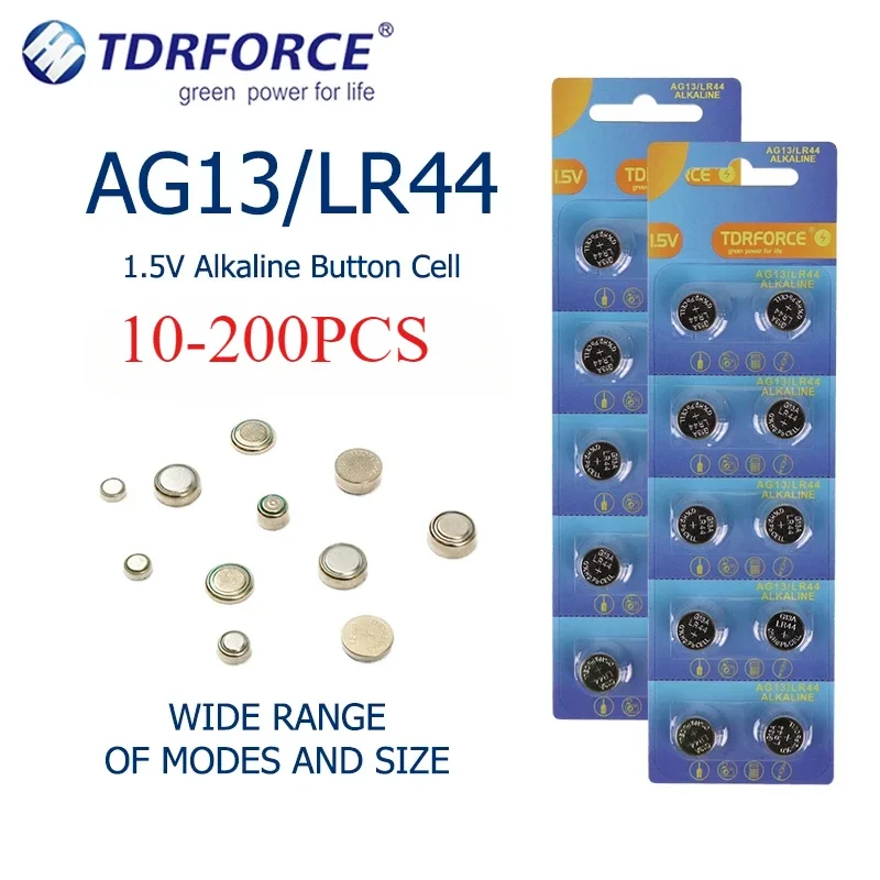 10-200 шт. AG13/LR44 кнопочные батарейки 1,5 В щелочная батарея 145 мАч батарейки-таблетки LR1154 для часов светодиодные фонари игрушки