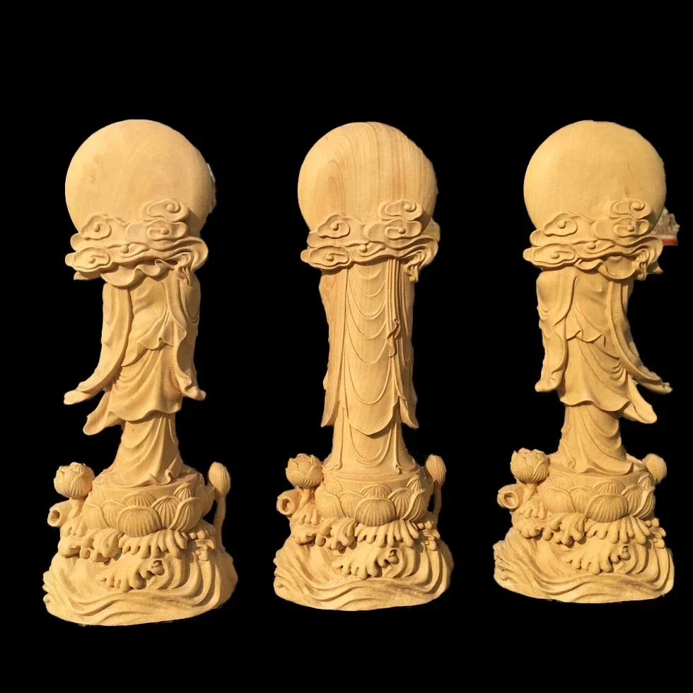 Фото Patung Kayu Asli Patung Kayu Buddha Guanyin Фигурка Patung Feng Shui Dekorasi Rumah Koleksi Ruyi №5