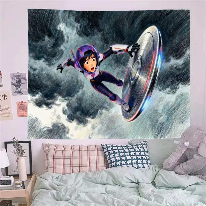 1 шт. Big Hero 6 Hiro Hamada, летающий гобелен, научно-фантастическое аниме, полиэстеровое настенное искусство для спальни, гостиной, декора, подарок для фанатов. (art.: 3920d21523ed5) - 3920d21523ed5