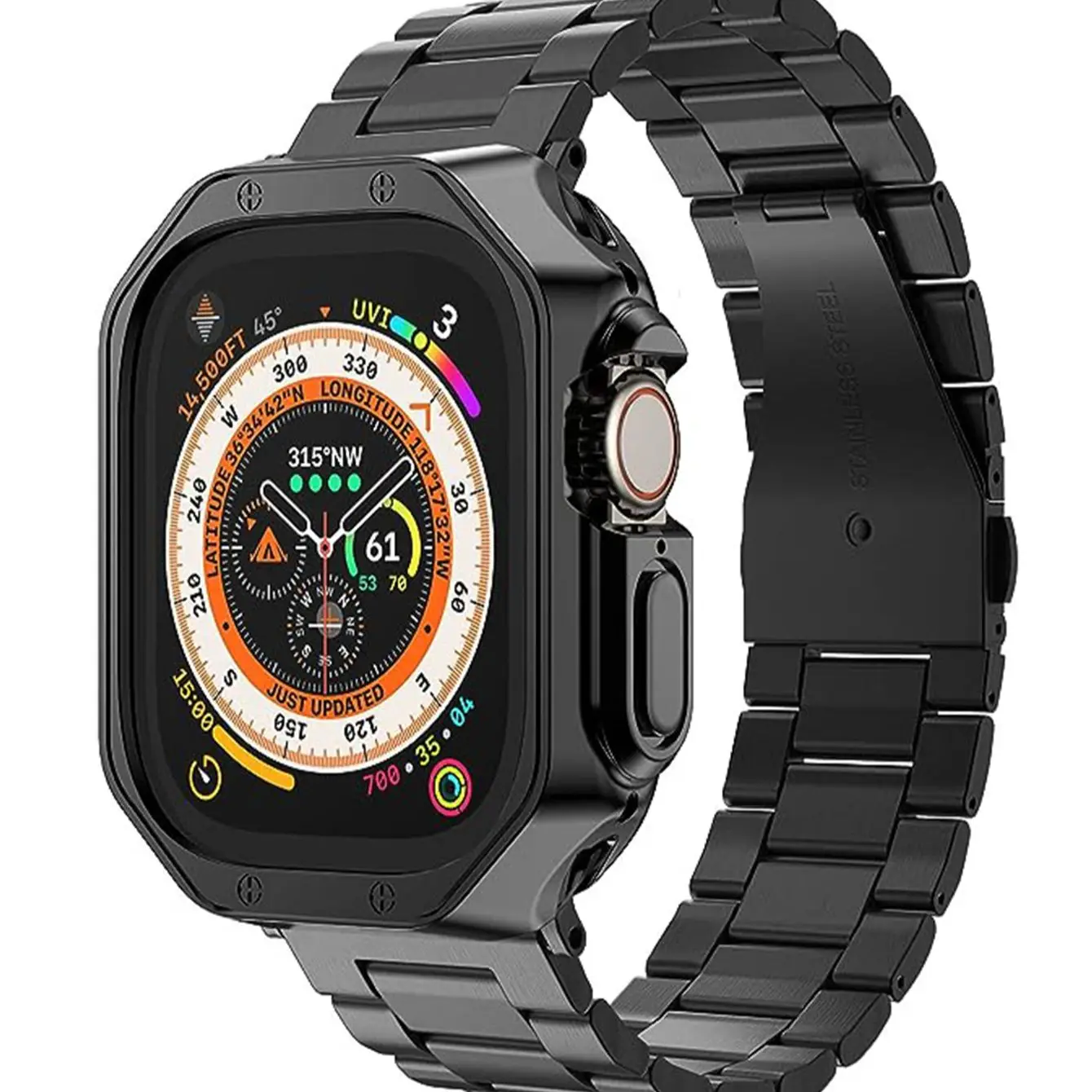 Apple Watch Ultra SE Series87654321 Ремешок из нержавеющей стали с мягким корпусом, 2 упаковки, бронирующий футляр TUP