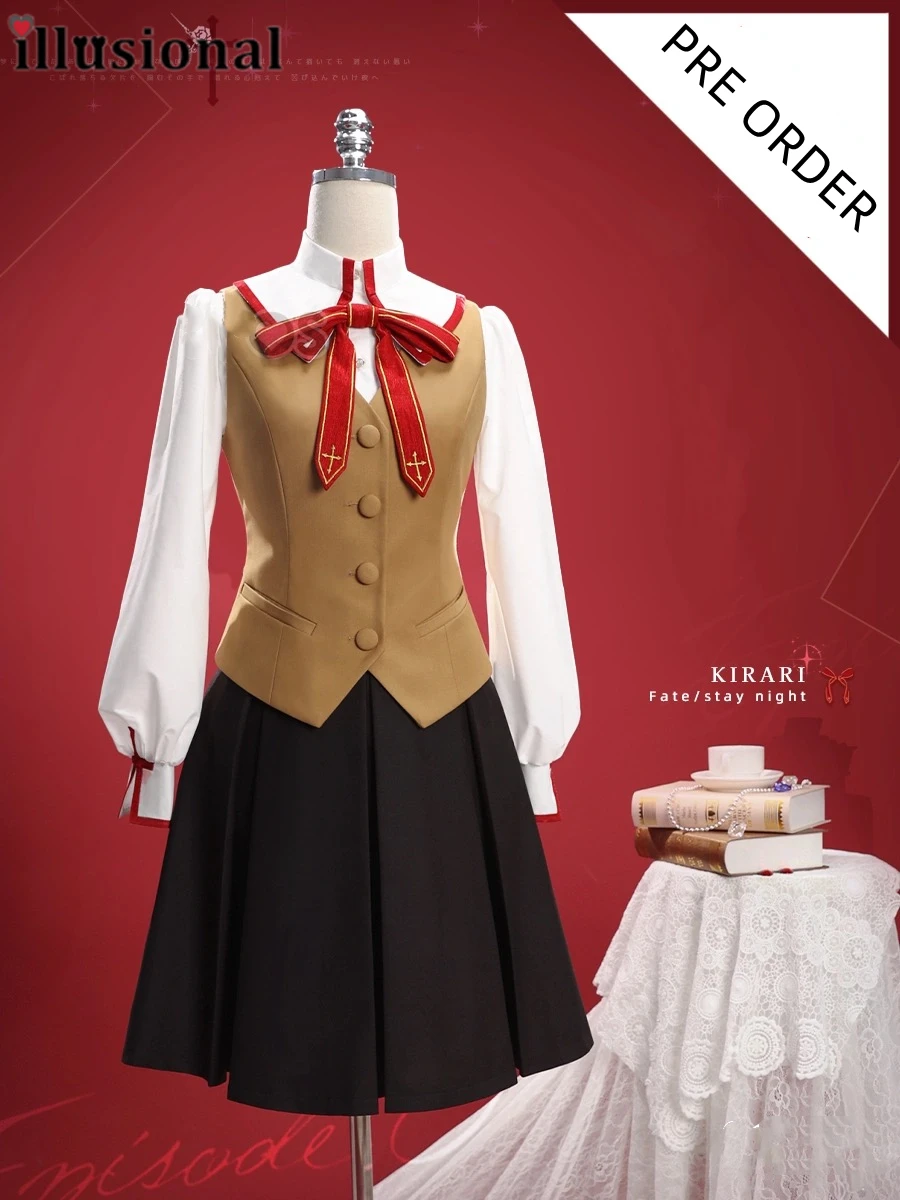 Костюм для косплея иллюзии fate FSN saber Tohsaka Rin, школьная форма аниме, юбка-рубашка