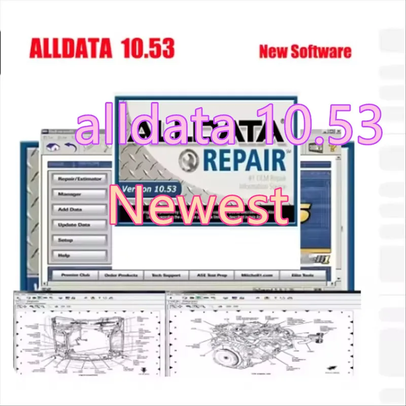 Новое программное обеспечение для авторемонта Alldata 10.53 + Autodata 3.45 + ATSG 2017, программное обеспечение для технического обслуживания автомобилей, установка диагностики автомобилей