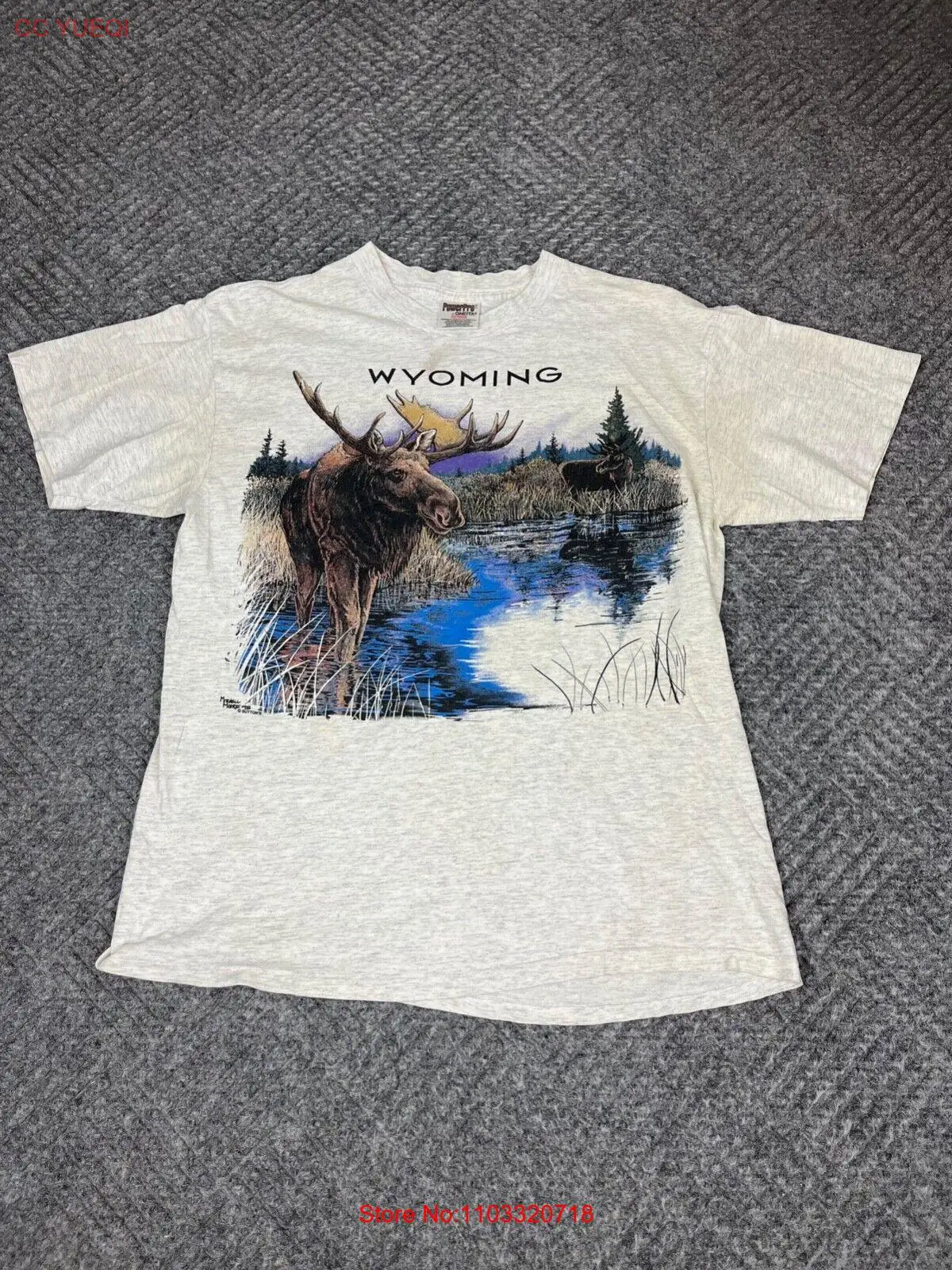 Винтажная Футболка Wyoming ELK Nature Graphic для взрослых, большие размеры, серая, Мужская
