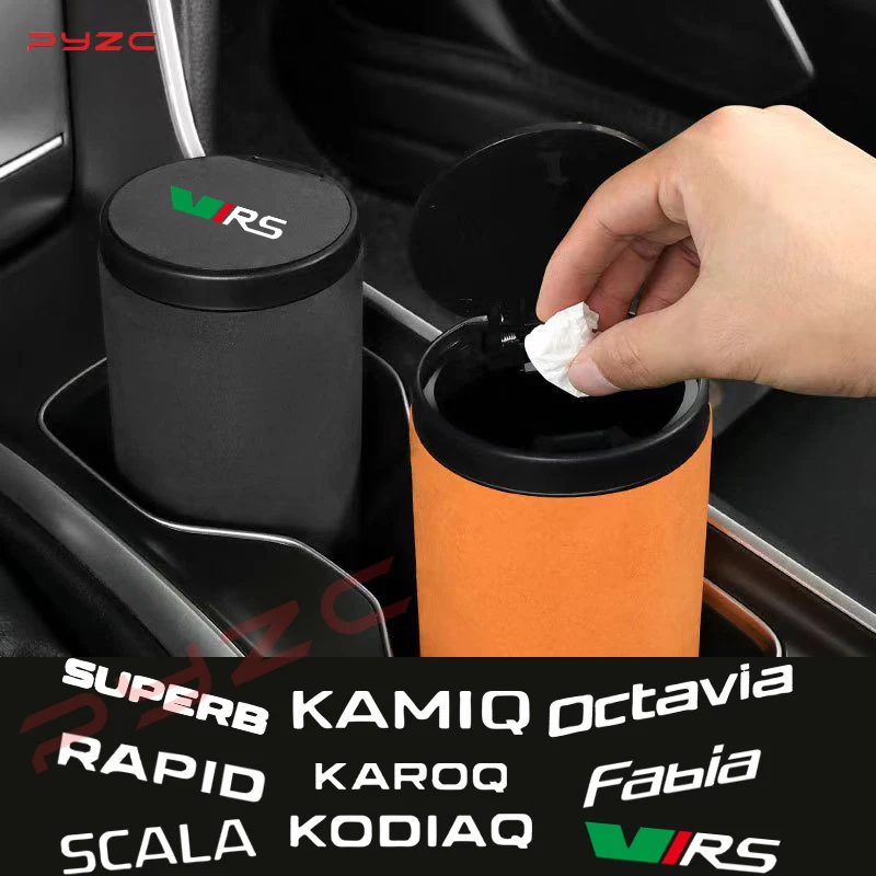 Автомобильный контейнер для мусора, замшевая мусорная корзина для Skoda Octavia Rapid Superb Kodiaq Scala Karoq Kamiq Virs