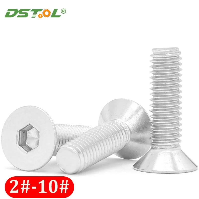 Винты UNC с плоской головкой с шестигранным приводом 2 #-56 4 #-40 6 #-32 8 #-32 10 #-24 SST304 DIN7991