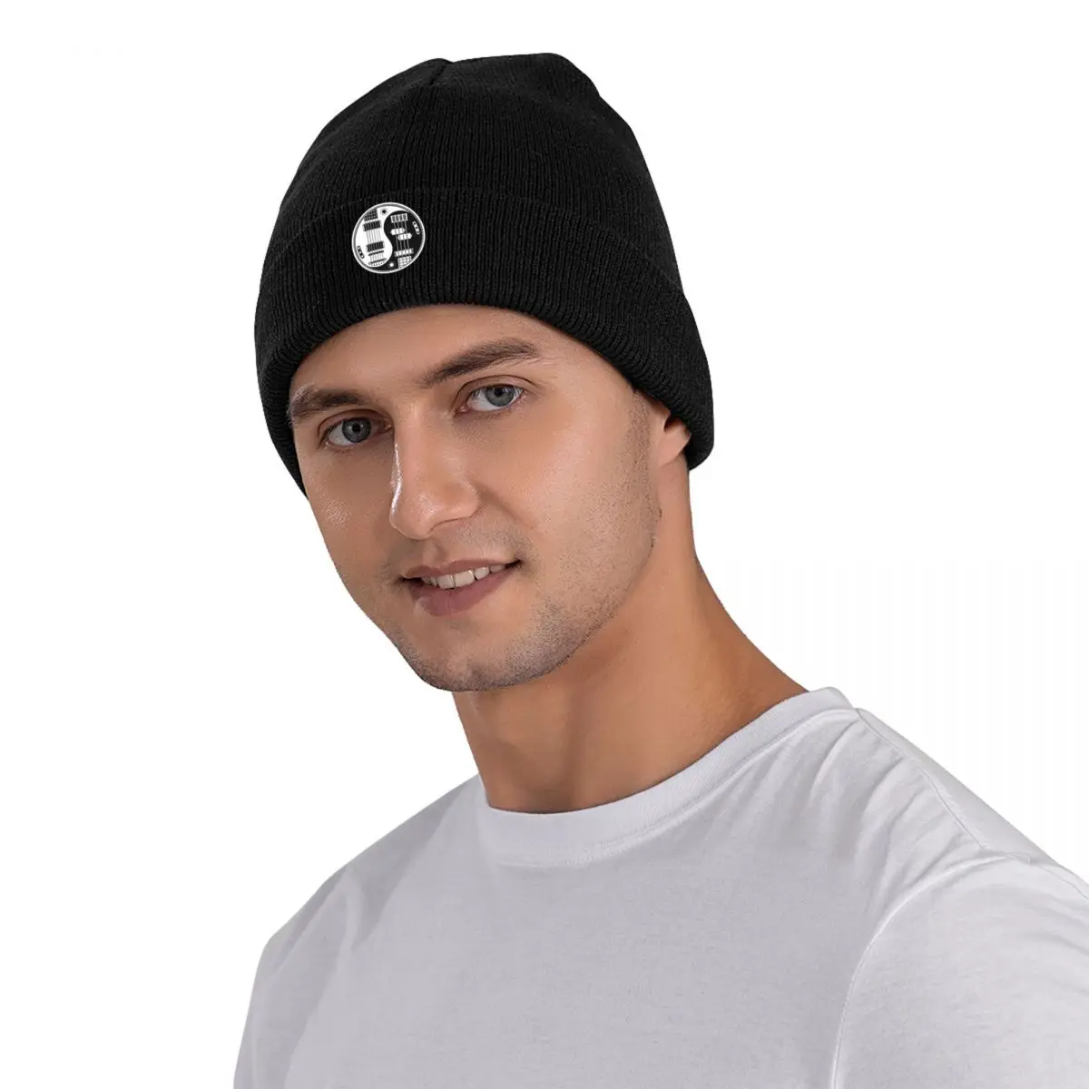 Фото Гитара Бас Инь Ян капот шапки Skullies шапочки женские мужские хип-хоп теплые шапки-бини осенняя уличная кепка на заказ №2