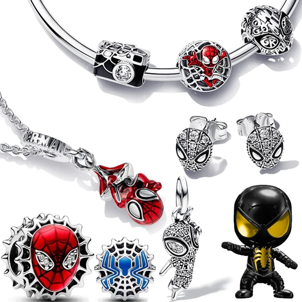 100%, новинка, бусины-шармы MINISO Disney в виде паука, подходят для Pandora, шарм, оригинальный браслет, женская подвеска из серебра 925 пробы, бисер, ювелирные изделия