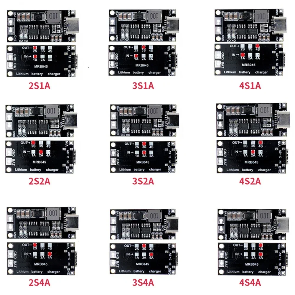 Фото 2S 3S 4S Type-C To 8.4V 12.6V 16.8V Step-Up Boost LiPo Полимерный литий-ионный зарядный прибор 1A 2A 4A Модуль печатной платы 18650 Литиевая батарея №3