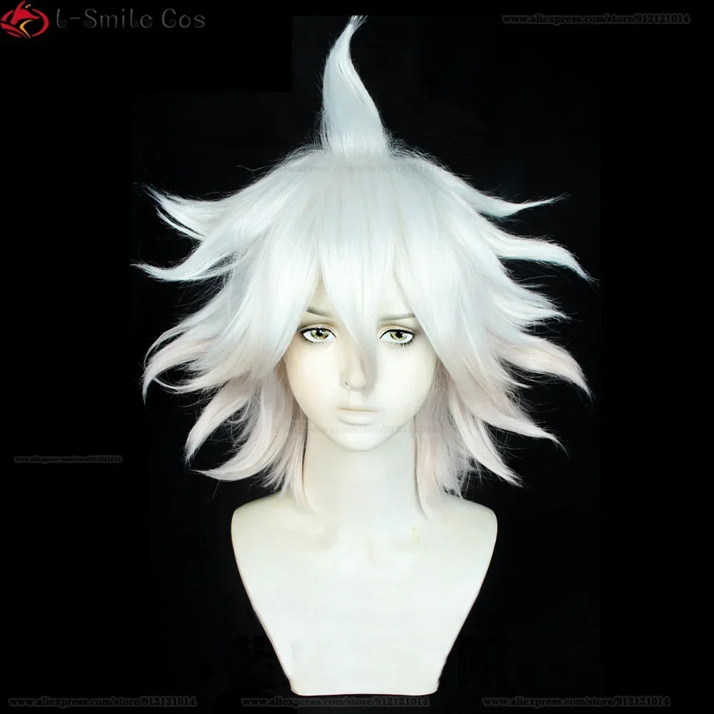 Фото Аниме Danganronpa 2 Nagito Komaeda Косплей Парик Komaeda Nagito Белый Градиент Розовый Термостойкие Парики из Синтетических Волос + Кепка Для Парика №2