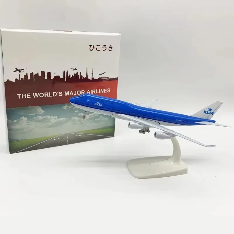 20 см B747 KLM Airlines модель самолета Boeing 747, литой под давлением сплав металла, игрушки и шасси, серия для хобби