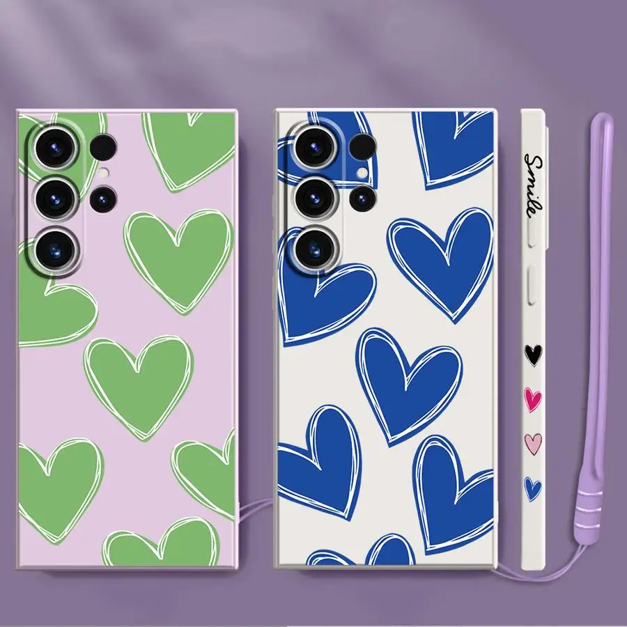 Силиконовый чехол для Samsung Galaxy S25 S24 Ultra S23 S20 S21 Plus S22 S20 FE S10 Мягкая задняя крышка для телефона Love Heart Pink