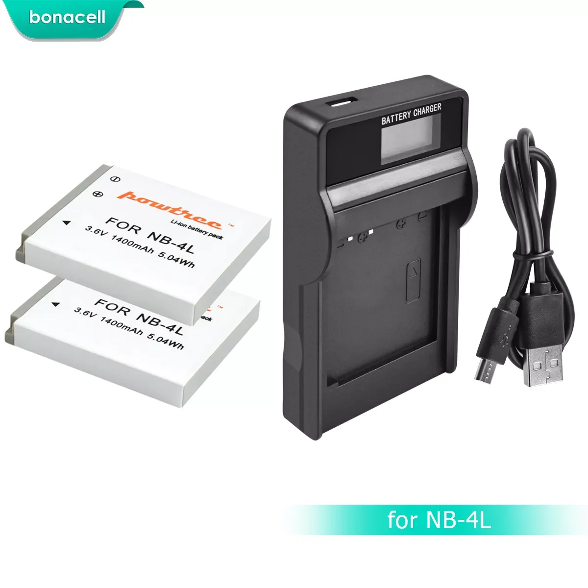 Аккумулятор и зарядное устройство Bonacell на 1400 мАч для Canon IXUS 30 40 50 55 60 65 80 100 PowerShot SD1000 1100 L10