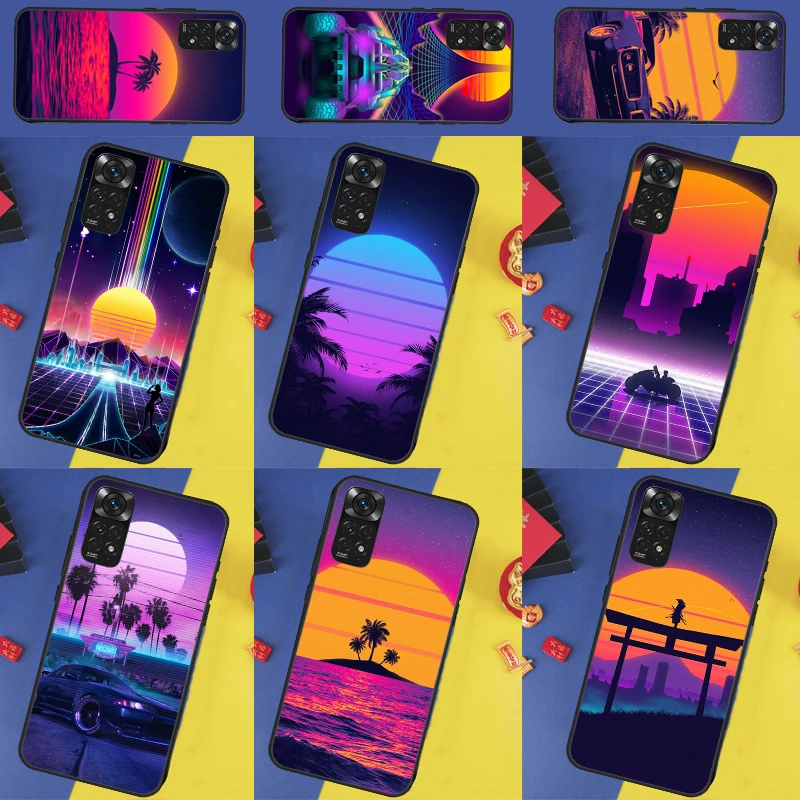 Чехол Synthwave 80's Retro Neon Vaporwave для Xiaomi Redmi Note 14 13 12 11 10 9 Pro 9S 10S 11S 12S Redmi 10C 12C 13C 14C Cover