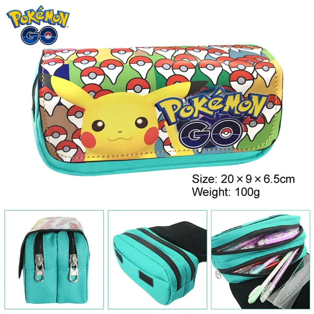 Фото Пенал большой емкости Pokemon Pikachu Kawaii, школьный чехол для ручек, сумка для карандашей, коробка, канцелярские принадлежности, подарочные игрушки №2