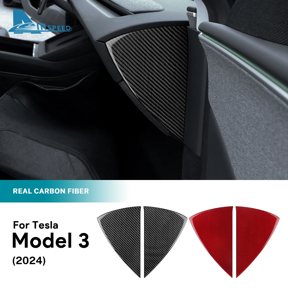 Настоящая мягкая наклейка из углеродного волокна для Tesla Model 3 Highland 2024, слот для передней двери автомобиля, внутренняя отделка, декоративные аксессуары