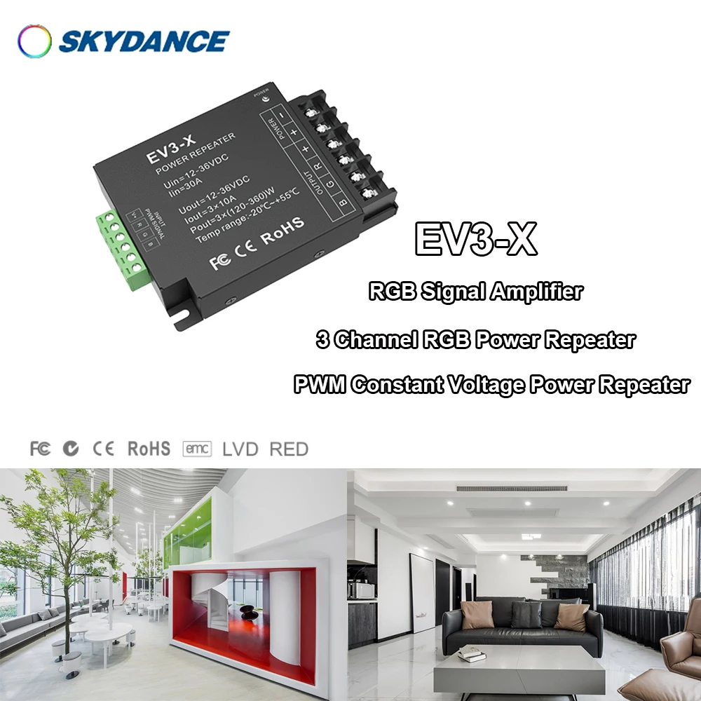 DC12V-36V 30A 3CH PWM постоянного напряжения Выходной ретранслятор RGB EV3-X усилитель сигнала, применяется к RGB светодиодный strip или модулю