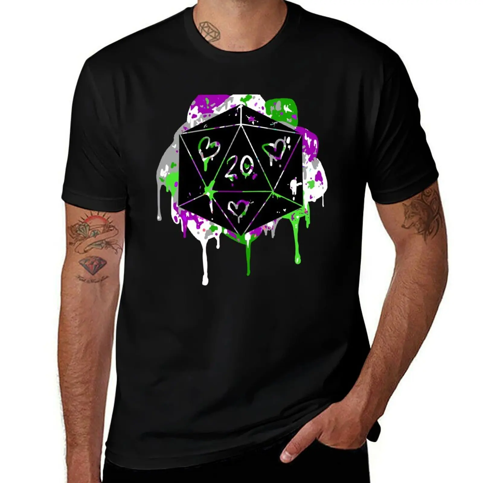 Футболка с принтом Stealth AroAce Pride Dice, незаменимая футболка, мужская футболка, летняя футболка