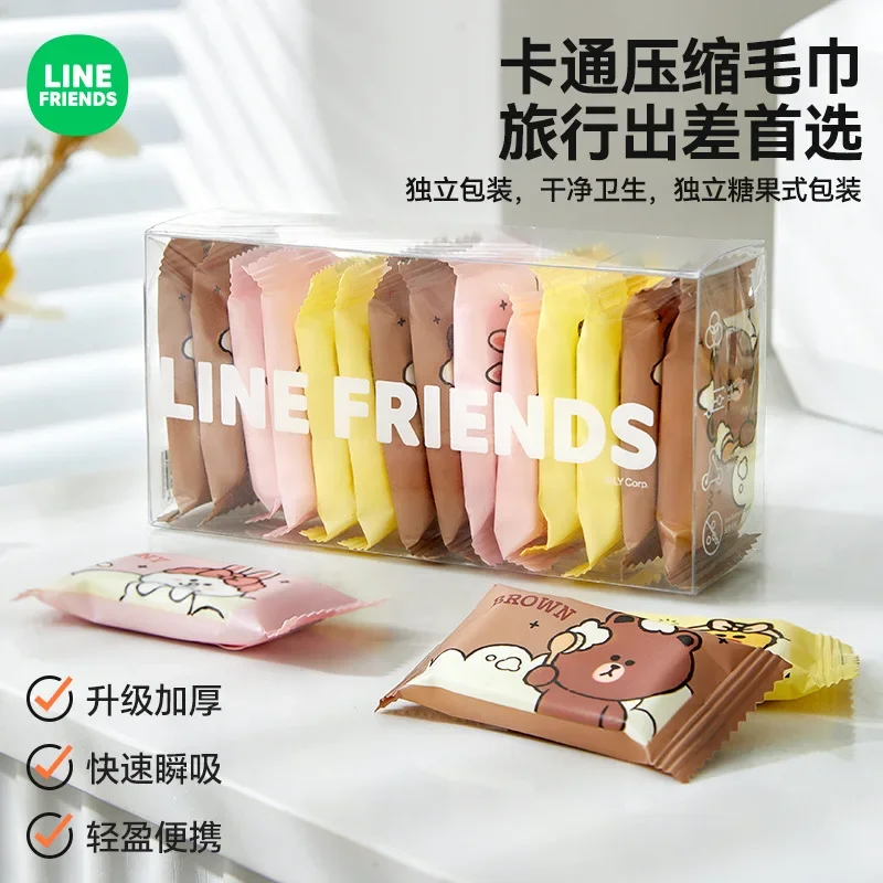 Фото Новое LINE Friends, коричневое утолщенное портативное банное полотенце LINE Friends, шарф для мытья лица, дорожное сжимающее полотенце с героями мультфильмов, подарки №5