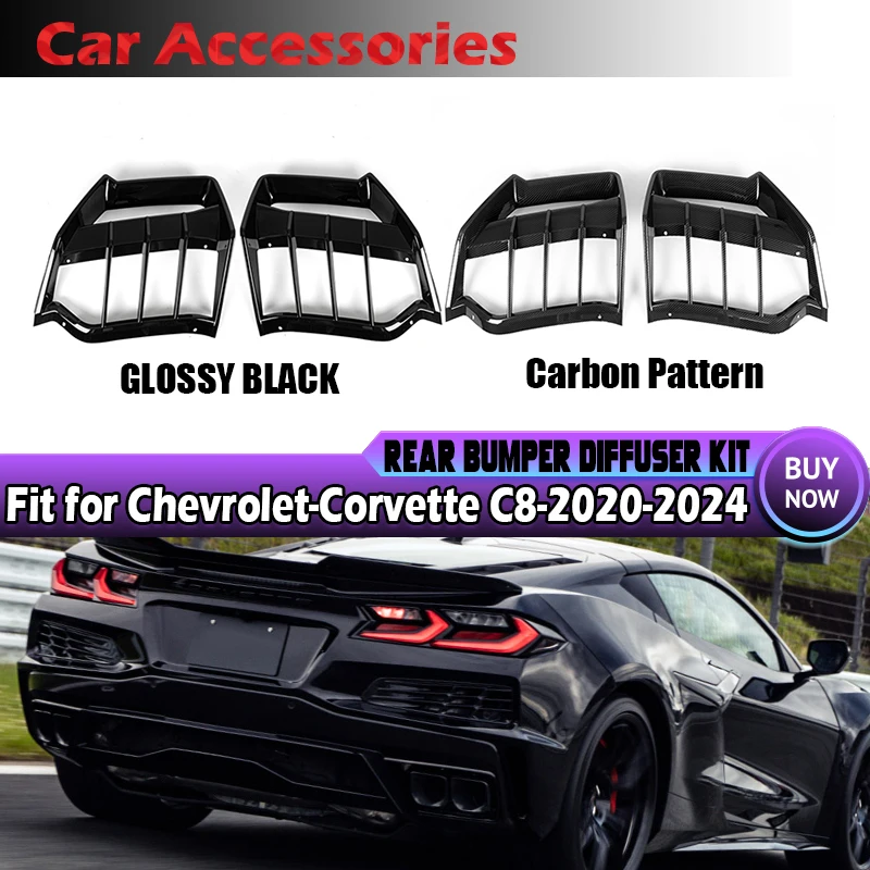 Диффузор заднего бампера для Chevrolet Corvette C8 2-дверный Z51 Stingray STG 3 2020-2024, комплект кузова, решетка, спойлер, аксессуары