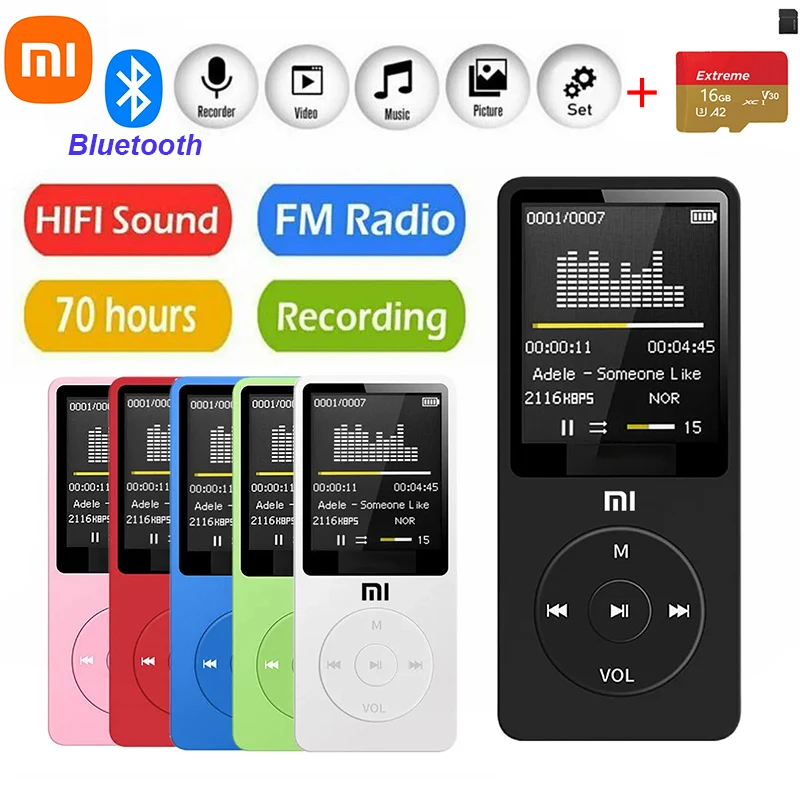 Mp3-плеер XIAOMI, карманный плеер с поддержкой Bluetooth, с FM-радио, с цифровым дисплеем
