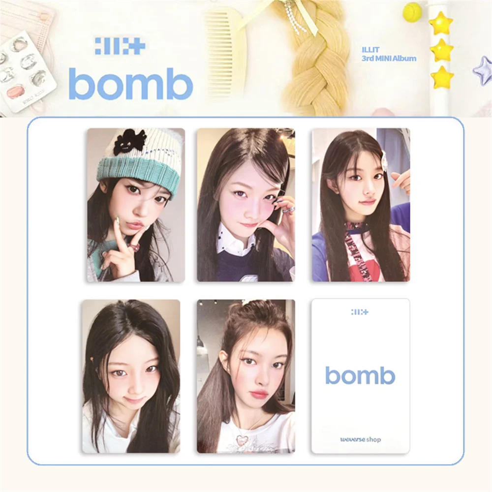 Фотокарта альбома KPOP ILLIT GLLIT Ver. WVS Store Benefits LOMO Cards YUNAH MINJU MOKA WONHEE Коллекция фанатов Подарки