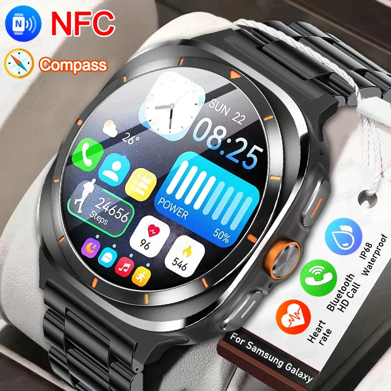 2024 Смарт-часы мужские с AMOLED экраном DT Ultra, Смарт-часы с Bluetooth, вызовом, компасом, серии 7 NFC, спортивные часы для мужчин, для Samsung Galaxy