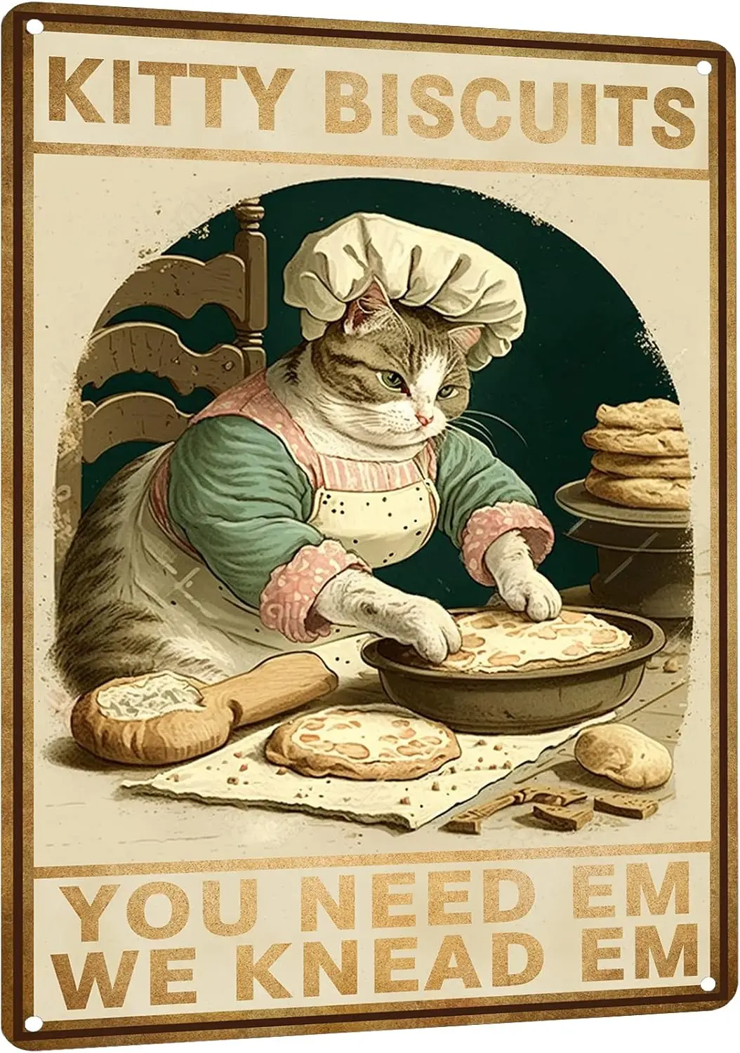 Cottagecore Декор-знаки кошки-Kitty Бисквитное печенье вам нужно Em We Knead Em плакат-винтажный домашний настенный художественный металлический жестяной знак 12x8 дюймов