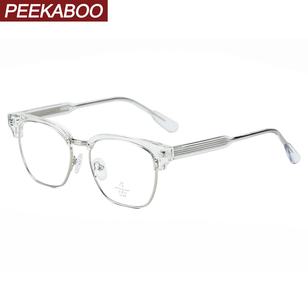 Peekaboo полуметаллическая модная оправа для очков, женские прозрачные линзы TR90, очки с блокировкой синего света для мужчин, ацетат, черное золото