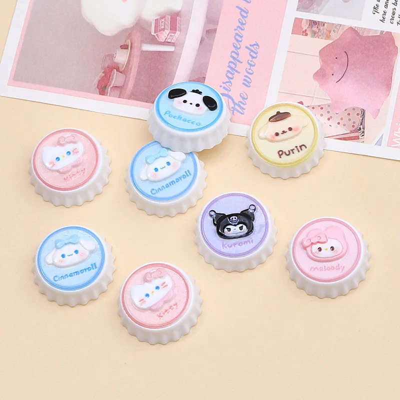 10 шт., кавайная кепка Sanrio Hello Kitty Kuromi Melody, мультяшный котенок, смола, альбом для вырезок, ювелирные изделия «сделай сам», шпилька, украшение на голову, поделки