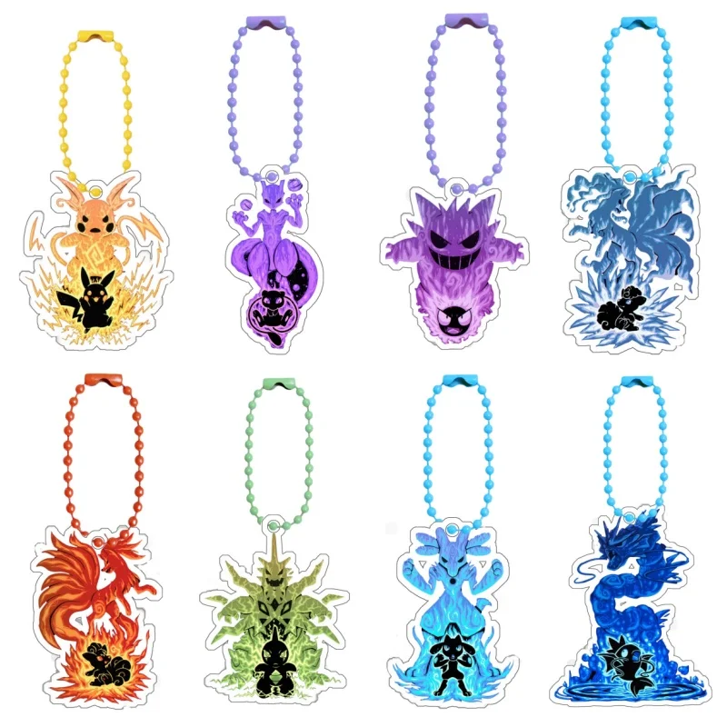 Брелки с изображением покемонов в стиле аниме Mewtwo Gengar Lucario Tyranitar Gyarados Vulpix Diy, акриловые фигурки, коллекция, подвеска