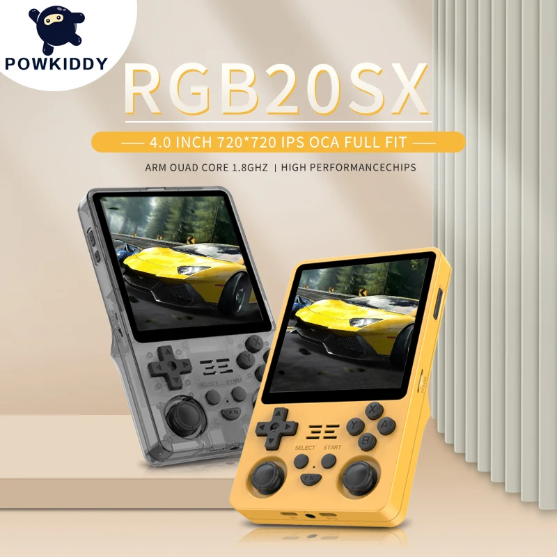 Новые портативные игровые плееры POWKIDDY RGB20SX 4 дюйма IPS экран Встроенный Wi-Fi Ретро игровая консоль Linux детские подарки