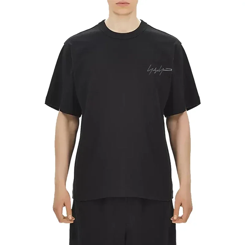 Фото Футболка Yohji Yamamoto женская с коротким рукавом, японский хлопковый топ с абстрактным принтом, Повседневная Свободная рубашка с круглым вырезом, лето №4