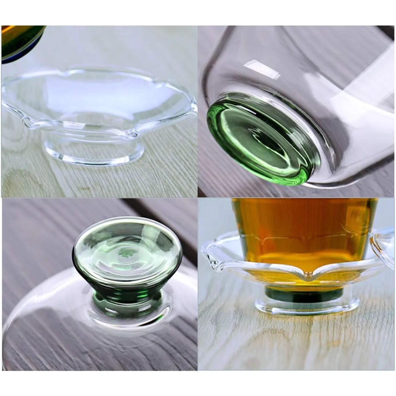Фото Китайская стеклянная чайная чашка Gaiwan традиционная кунг-фу 170 мл, Классический чайный набор, чашка с крышкой и блюдцем, чайные наборы Yerba mate Tilte №5